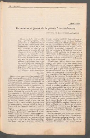 Verdaderos origenes de la guerra franco-alemana - [Traducción] : (Teoría de las nacionalidades)