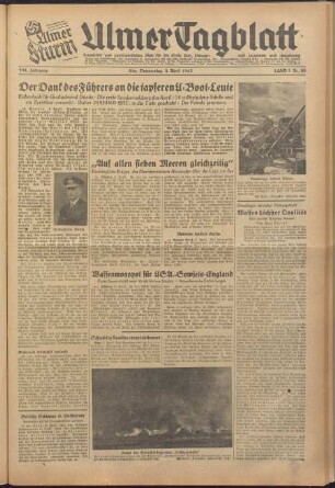 Ulmer Tagblatt : Ulmer Sturm : alleiniges Amtsblatt und parteiamtliches Blatt für den Kreis Ulm