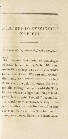 Fünf und Dreyssigstes Kapitel. Was Lazarillo bey einem Gastmahle begegnet