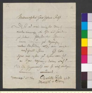 Brief von Kalb, Charlotte Sophie Juliane von an Goethe, Johann Wolfgang von