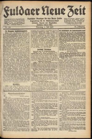 Ausgabe vom Dienstag, den 04. Juli 1922.