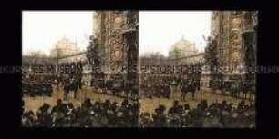 Eröffnungsfeier mit Militär und Besuchern am Hauptportal, Weltausstellung Paris