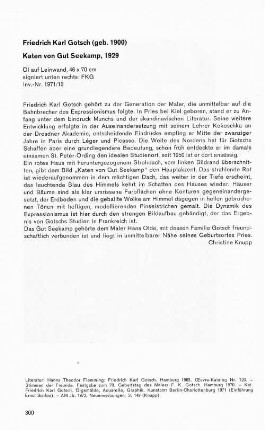 Friedrich Karl Gotsch (geb. 1900) Katen von Gut Seekamp, 1929
