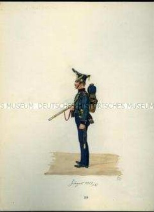 Uniformdarstellung, Jäger, Sachsen, 1822/1831.