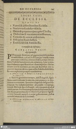 Locus XXIII. De Ecclesia