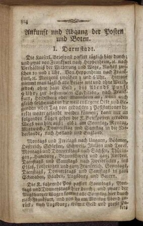 Ankunft und Abgang der Posten und Boten.