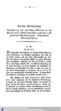 Dritte Abtheilung. Ausführung des göttlichen Willens an der Person unserer Nebenmenschen.