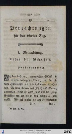 Betrachtungen für den vierten Tag.