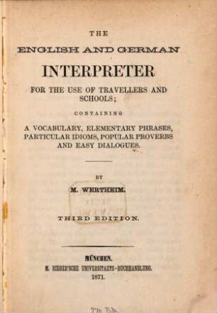 The english and german interpreter for the use of travellers and schools ...