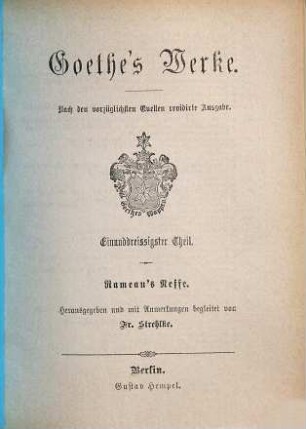 Goethe's Werke : nach den vorzüglichsten Quellen ..., 31. Rameau's Neffe