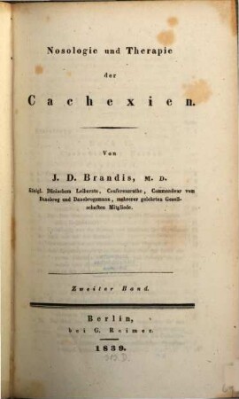 Nosologie und Therapie der Cachexien, 2