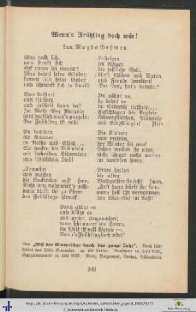 Gedicht: Wenn’s Frühling doch wär!