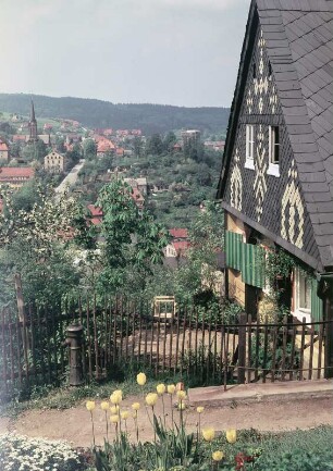 Ortsteilansicht Sebnitz mit Kirchturm