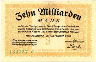 Geldschein / Notgeld, 10 Milliarden Mark, 26.10.1923