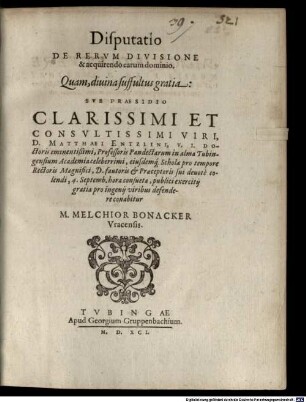 Disp. de rerum divisione et acquirendo earum dominio