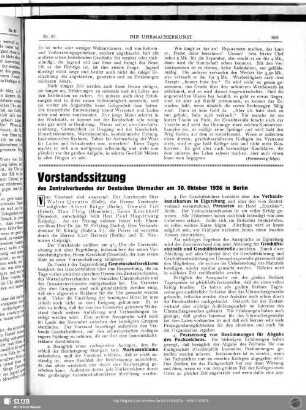 Vorstandssitzung des Zentralverbandes der Deutschen Uhrmacher am 30. Oktober 1926 in Berlin