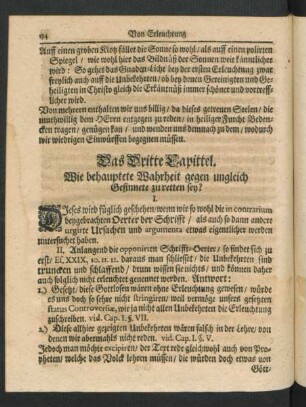 Das Dritte Capittel. Wie behauptete Wahrheit gegen ungleich Gesinnete zu retten sey?