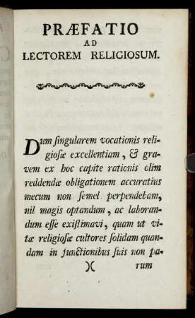 Præfatio ad Lectorem Religiosum.