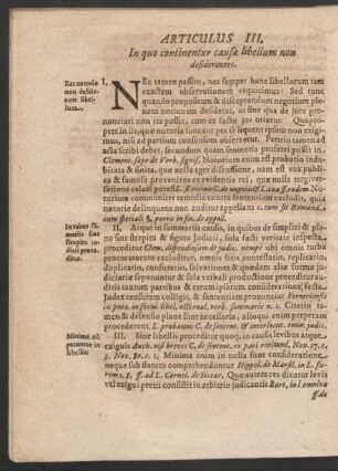 Articulus III. In quo continentur causae libellum non defiderantes.
