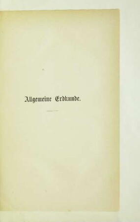 Allgemeine Erdkunde