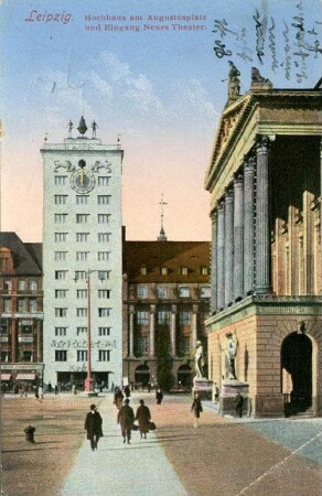 Leipzig: Hochhaus am Augustusplatz und Eingang Neues Theater