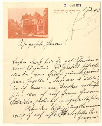 Eigenhändiger Brief mit Unterschrift
