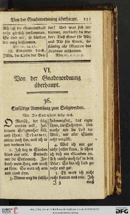 VI. Von der Gnadenordnung ueberhaupt