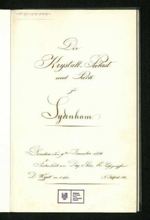 Der Krystall-Palast und Park zu Sydenham