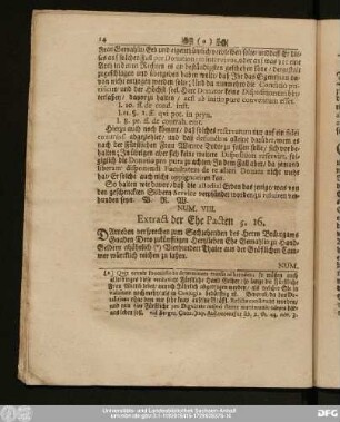 Num. VIII. Extract der Ehe Pacten §. 16.