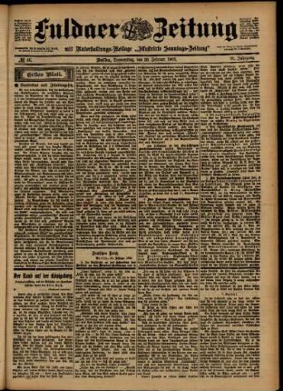 Erste Ausgabe vom Donnerstag, den 26. Februar 1903.