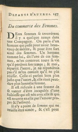 Du commerce des Femmes.