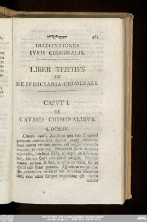 Caput I. De Caussis Criminalibus.