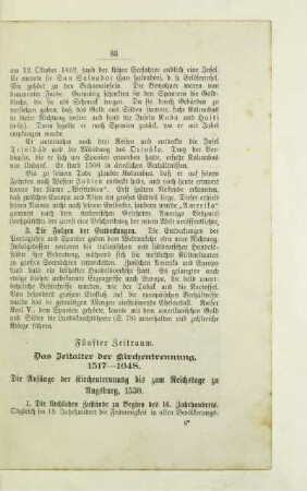 Fünfter Zeitraum. Das Zeitalter der Kirchentrennung, 1517 - 1648