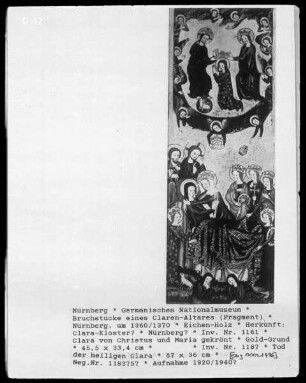 Bruchstücke eines Claren-Altares — Clara von Christus und Maria gekrönt