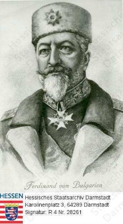 Ferdinand I. Zar v. Bulgarien geb. Prinz v. Sachsen-Coburg-Kohary (1861-1948) / Porträt in Uniform, rechtsvorblickendes Brustbild