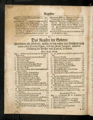 IV. Register der Gebette