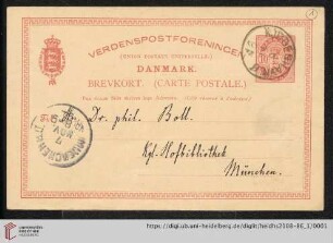 Briefe von Johan L. Heiberg an Franz Boll: Karte von Johan L. Heiberg an Franz Boll