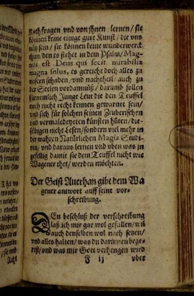 Der Geist Auerhan gibt dem Wagener antwort auff seine vorschreibung