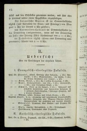 14-16, II. Uebersicht der Vorlesungen der einzelnen Lehrer