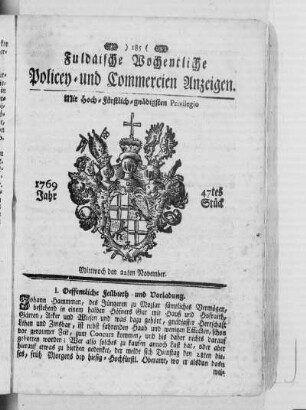 47tes Stück, Ausgabe vom 22. November 1769