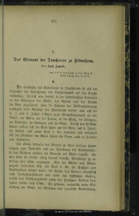 X. Das Weinamt der Domherren zu Hildesheim
