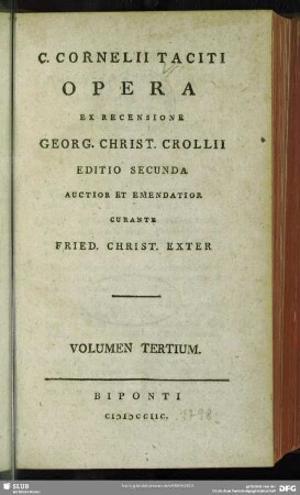 3: C. Cornelii Taciti Opera