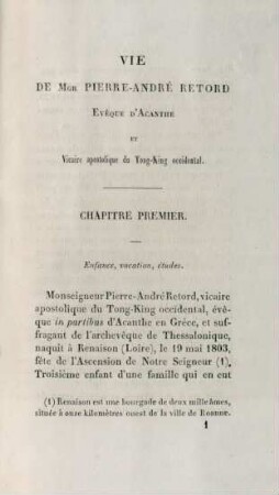 Chapitre premier. Enfance, vocation, études