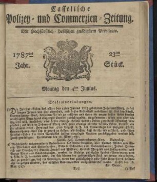 23tes Stueck, Montag den 4ten Junius. 1787
