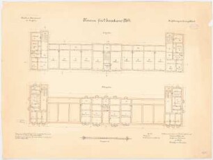 Kavallerie Kasernement, Danzig-Langfuhr Kaserne für 2 Eskadrons No. 1: Grundriss KG, EG, 1:100