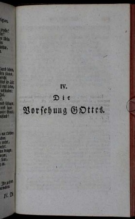 IV. Die Vorsehung Gottes.