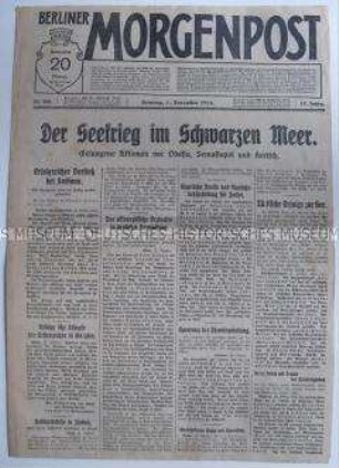 Tageszeitung "Berliner Morgenpost" zum Seekrieg im Scharzen Meer