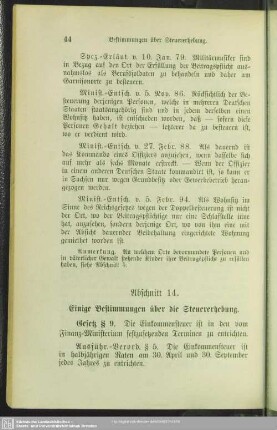 Abschnitt 14. Einige Bestimmungen über die Steuererhebung
