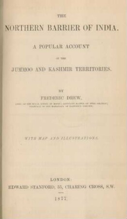 The northern barrier of India ; a popular account of the Jummoo and Kashmir territories