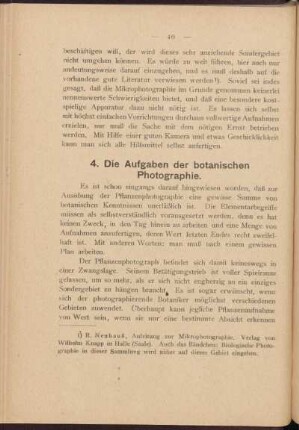 4. Die Aufgaben der botanischen Photographie.